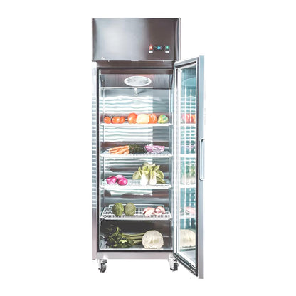 Refrigerador Acero Inoxidable Puerta Vidrio Single 700 Litros Norkalt