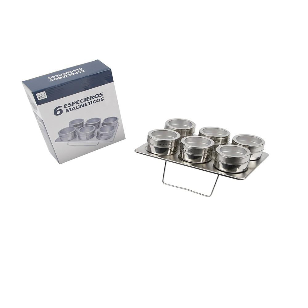 Especiero Magnético Acero Inoxidable 6 Unidades