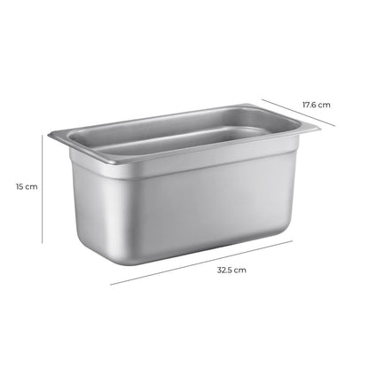 Contenedor Gastronomico Acero Inoxidable GN 1/3 x 15 Cm