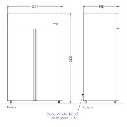 Refrigerador Vertical 2 Puertas Sólidas 1300 Litros Norkalt