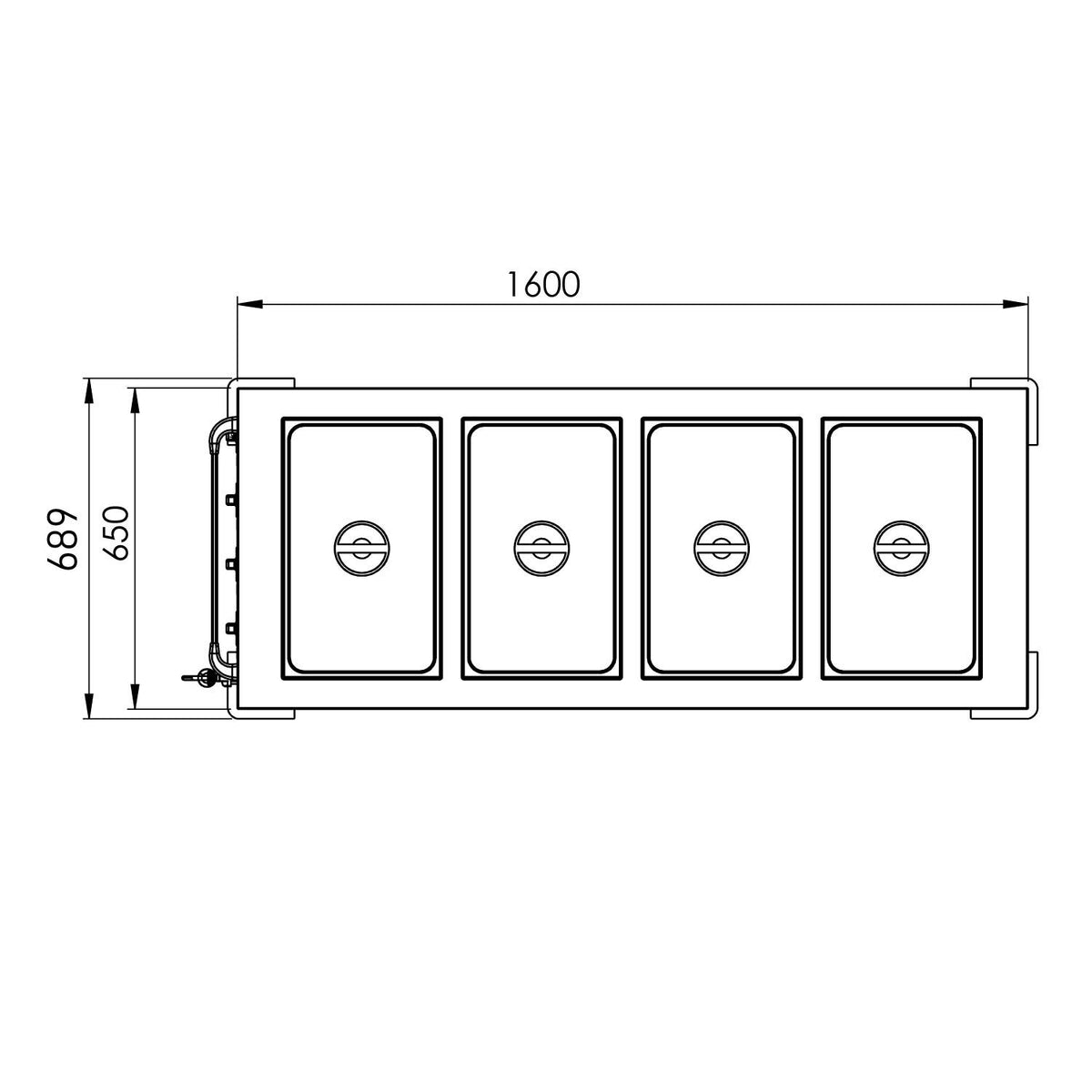 Baño Maria Móvil 4 Gn 1/1 Multitermostato