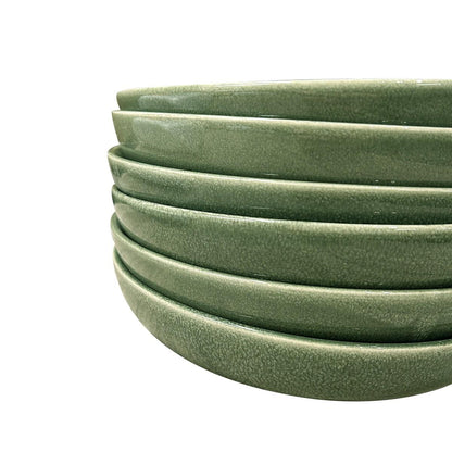 Set De 6 Bowl Redondo Ceramica 21.8 X 4.5 Cm Verde Línea Rustica