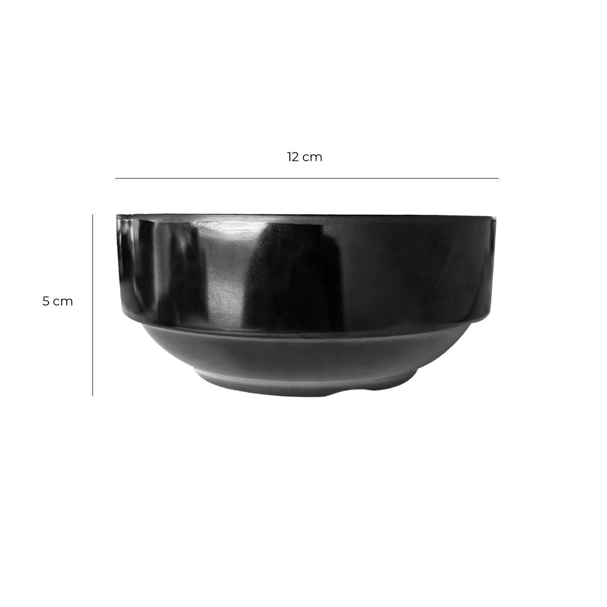 Set de 4 Pocilloss Melamina Redondo Negra 12 Cm Línea Clásica