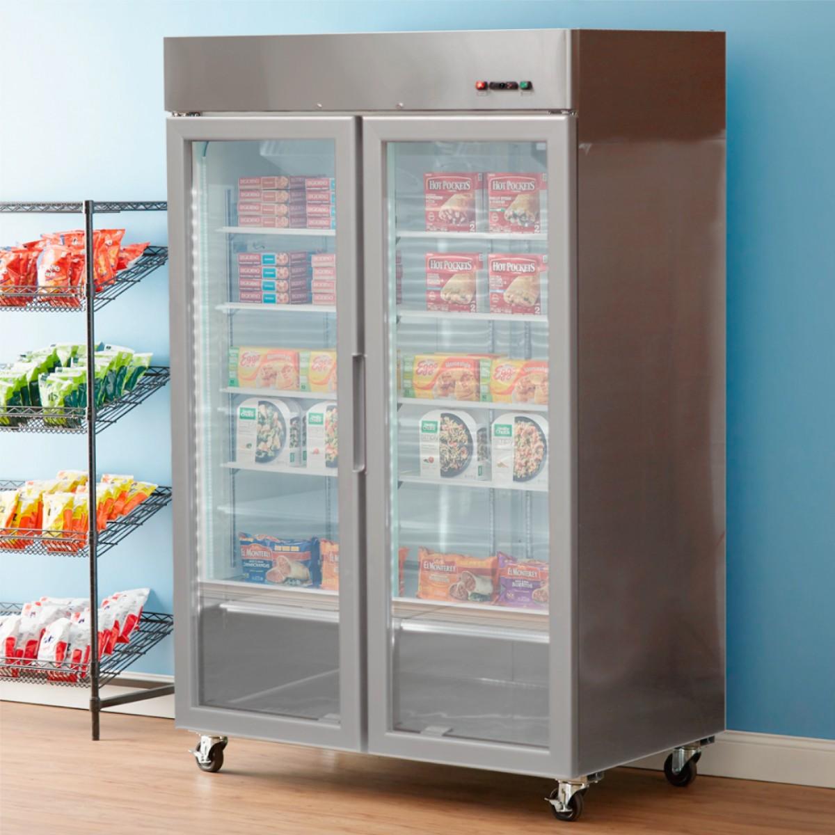 Congelador Acero Inoxidable. 2 Puertas Vidrio 1300 Litros Norkalt