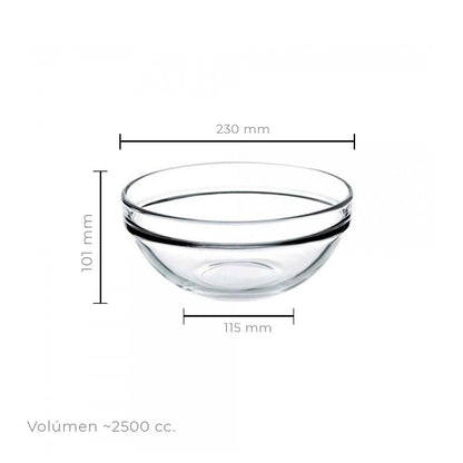 Set De 6 Bowl Vidrio Templado 23 Cm.