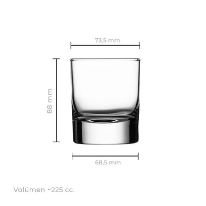 Set 12 Vasos Whisky 220 C.C. Línea Side