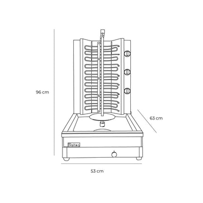 Shawarma Kebab Eléctrico Xl 25/30 Kgs 3 Quemadores Volter