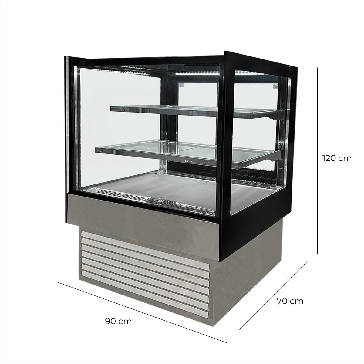 Vitrina Pastelera Rectangular Plateada Línea Market 900 x 700 x 1200 mm Norkalt