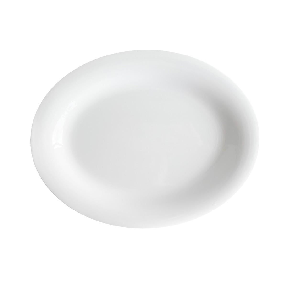 Set de 6 Platos Melamina Ovalado Borde Ancho Blanca 29x23 Cm Línea Clásica