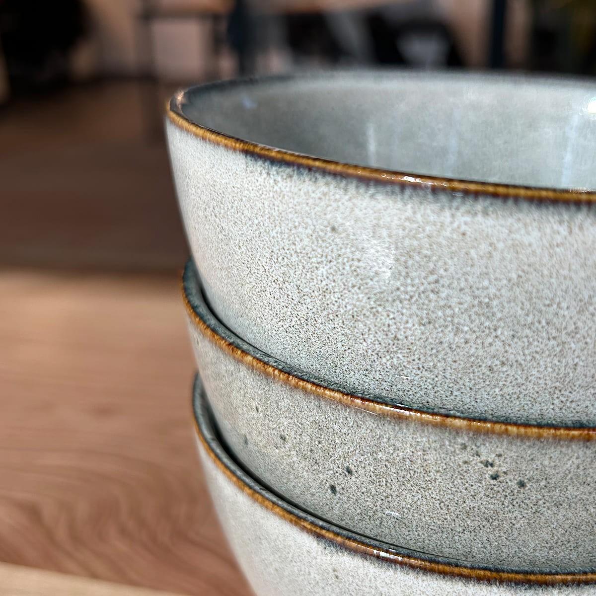 Set 6 Bowl Redondo Ceramica 14X8 Cm Gris Linea Laos