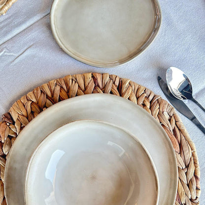 Set De 6 Plato Redondo Ceramica 20.5 Cm Arena Línea Rustica