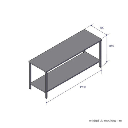 Mesón De Trabajo Central Acero Inoxidable 190X60X85 Cm