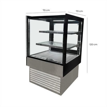 Vitrina Pastelera Rectangular Plateada Línea Market 700 x 700 x 1200 mm Norkalt