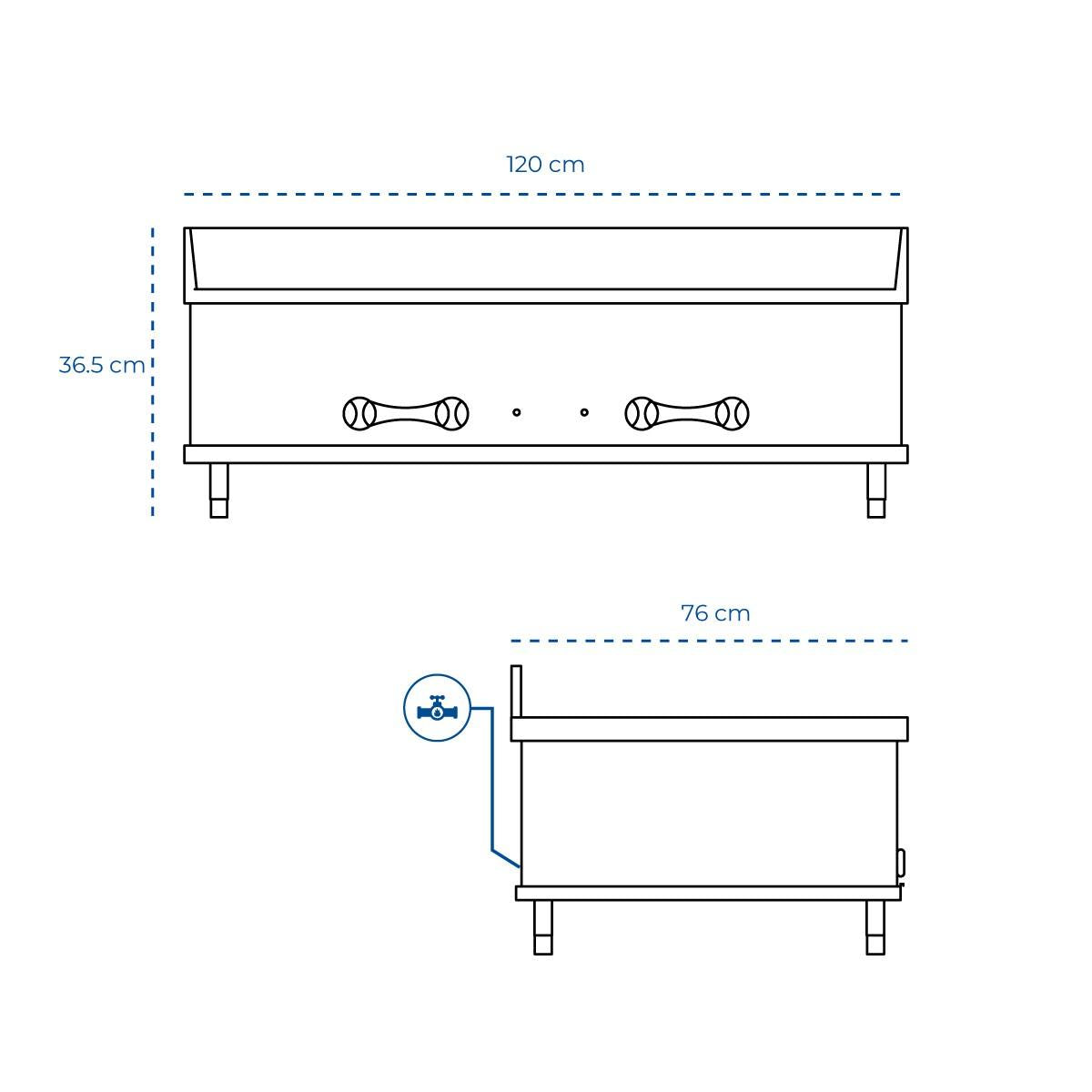 Parrilla A Gas Volter 120 x76 Cm Modelo GB-48 Volter