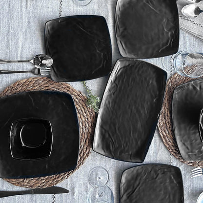 Plato Melamina Rectangular Negra 23.5x37 Cm Línea Carre