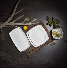 Plato Melamina Rectangular Blanca 20x33 Cm Línea Carre