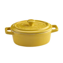Set De 2 Mini Olla Ovalada Ceramica Amarilla
