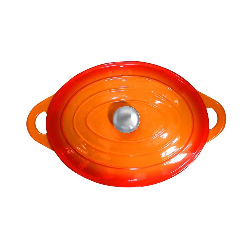 Olla Hierro Fundido Ovalada Naranja 34x26x13.5 Cm