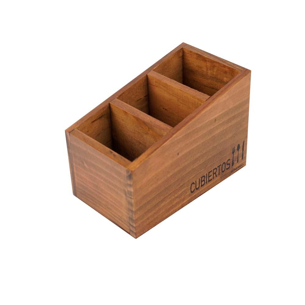 Porta Cubiertos Madera 17x10x12 Cm