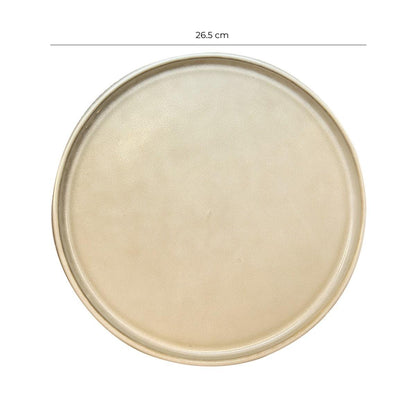 Set De 6 Plato Redondo Ceramica 26.5 Cm Beige Línea Rustica