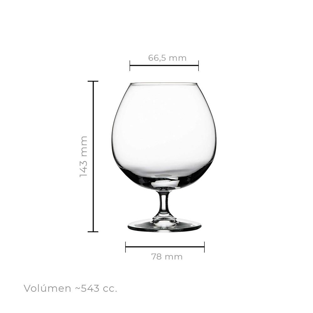Set De 6 Copa Vidrio Cognac 550 Cc. Grande