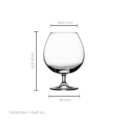 Set De 6 Copa Vidrio Cognac 550 Cc. Grande