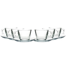 Set De 6 Taza Te Vidrio Lisa Con Platillo 200cc Modelo Vela