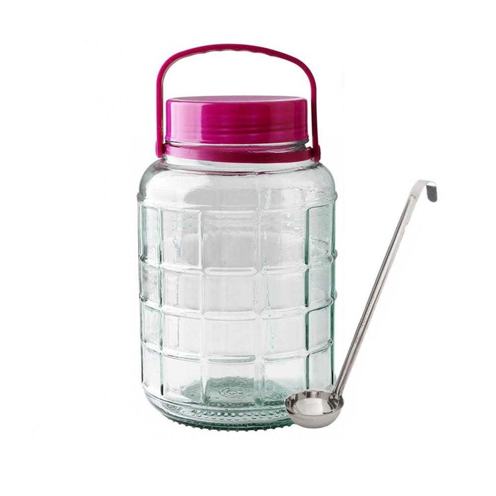 Set Frasco Escabechero Mas Cucharon Acero Inoxidable