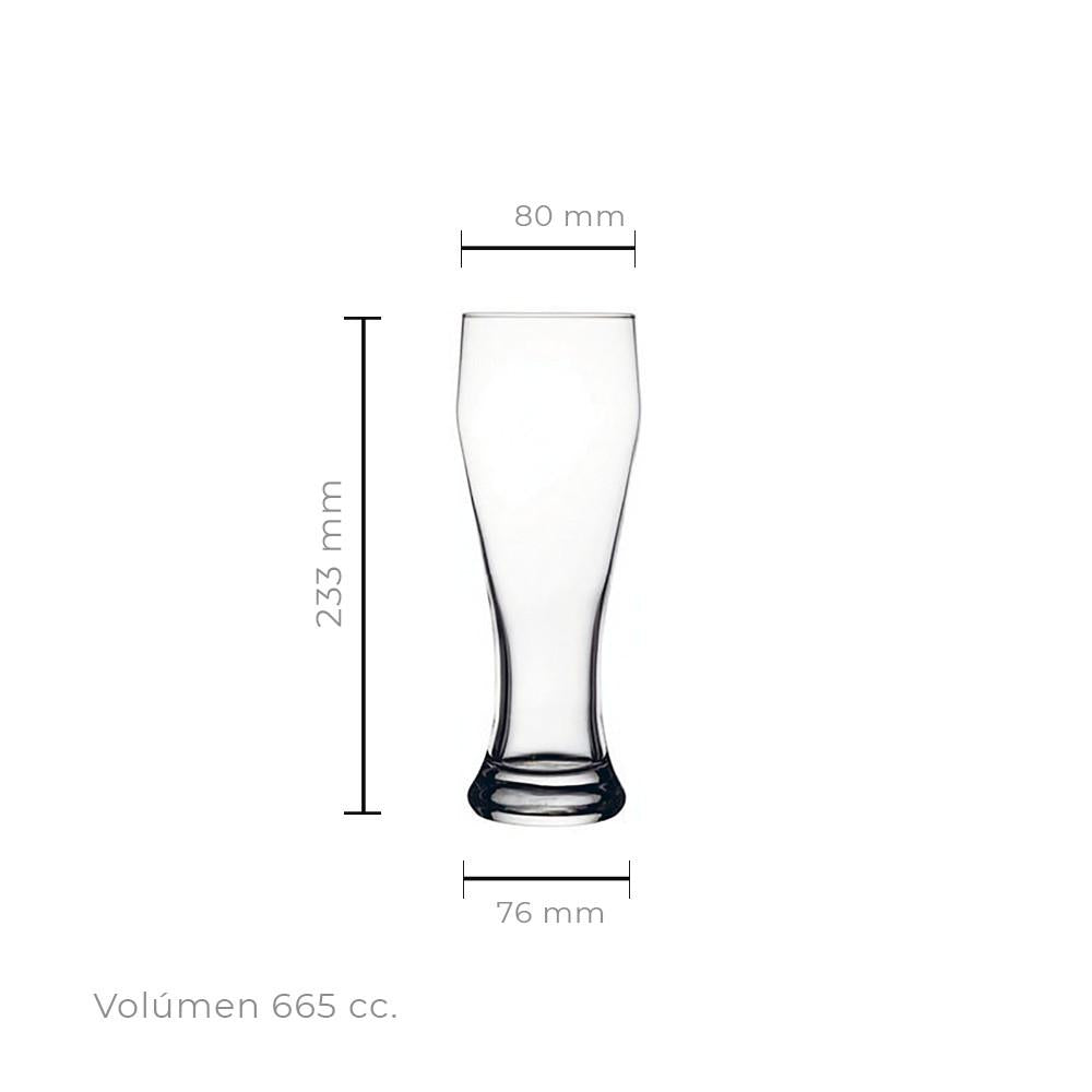 Set de 6 Vaso Vidrio Garza Cerveza 665 Cc Línea Weizenbeer