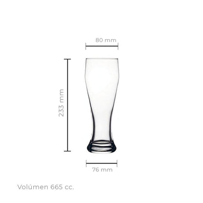 Set de 6 Vaso Vidrio Garza Cerveza 665 Cc Línea Weizenbeer