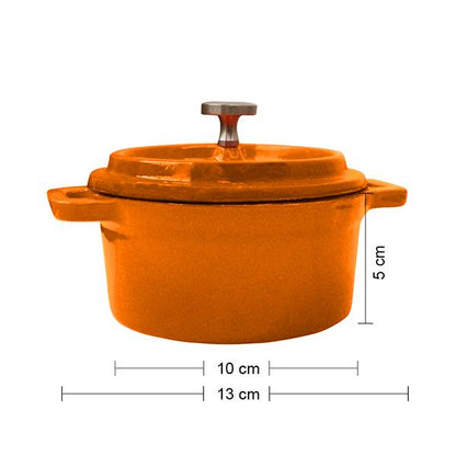 Mini Olla Hierro Fundido Naranja13x5Cm