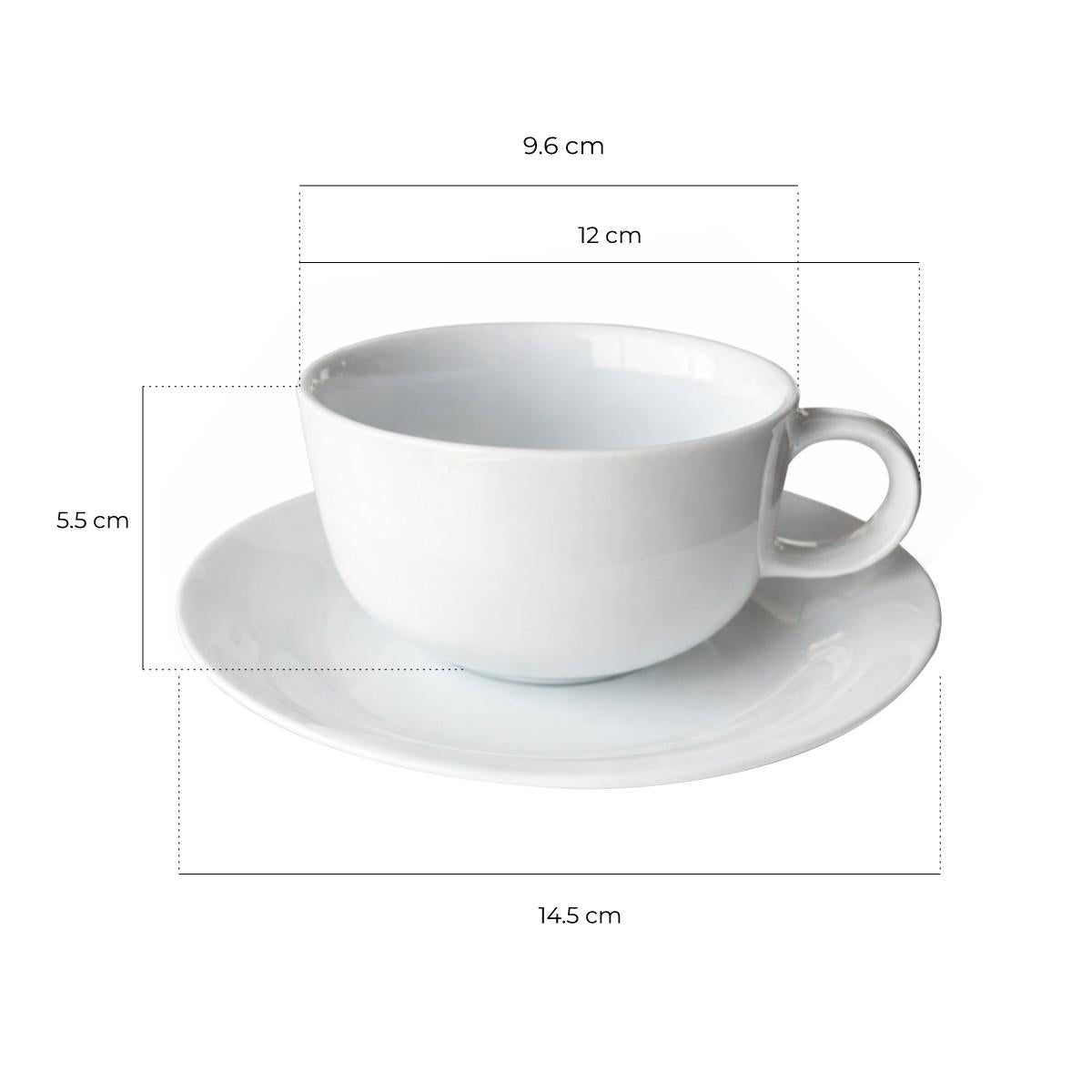 Set 6 Plato Y Taza Te Porcelana 220 Ml Línea Padua