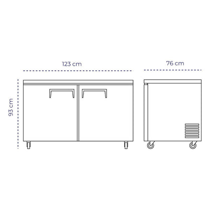 Mesón Refrigerado 2 Puertas LUC-350R 125 Cm Norkalt