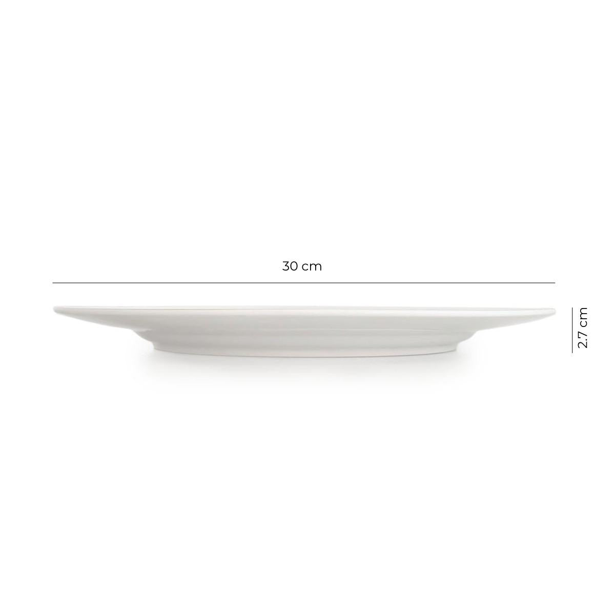 Set de 6 Platos Porcelana Base Borde Ancho 30 Cm Línea Padua