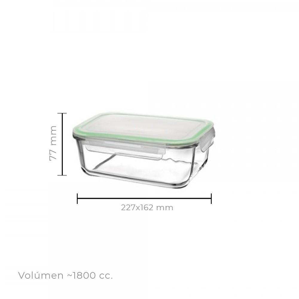Tupper Rectangular Vidrio 1800 Cc