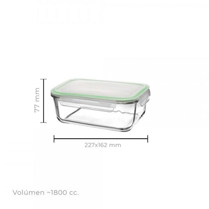 Tupper Rectangular Vidrio 1800 Cc