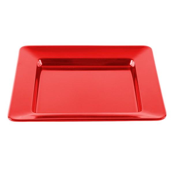 Plato Cuadrado Melamina Roja 30x30 Cm
