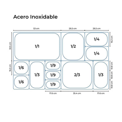 Contenedor Gastronómico Acero Inoxidable Perforado GN 1/1 x 6.5 Cm Linea Premium