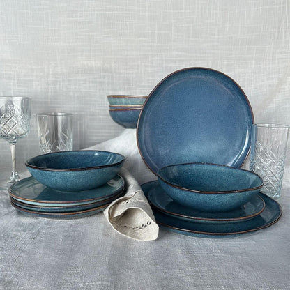 Set 6 Bowl Redondo Ceramica Azul 18X5 Cm Linea Efes