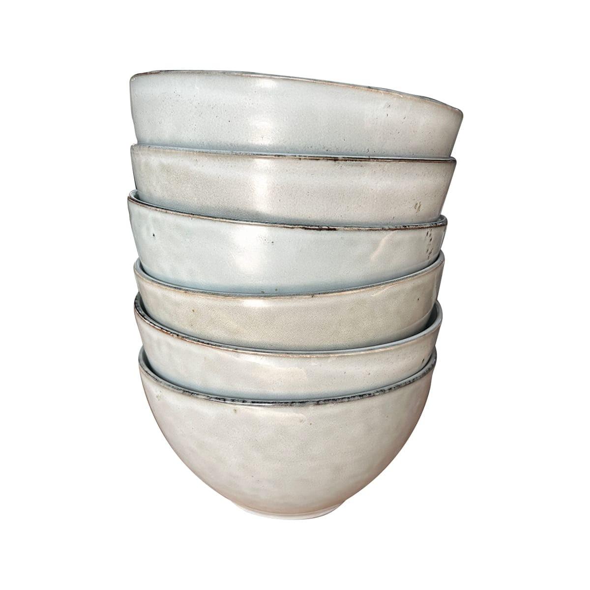 Set 6 Bowl Redondo Ceramica 18X9.5 Cm Gris Linea Oslo