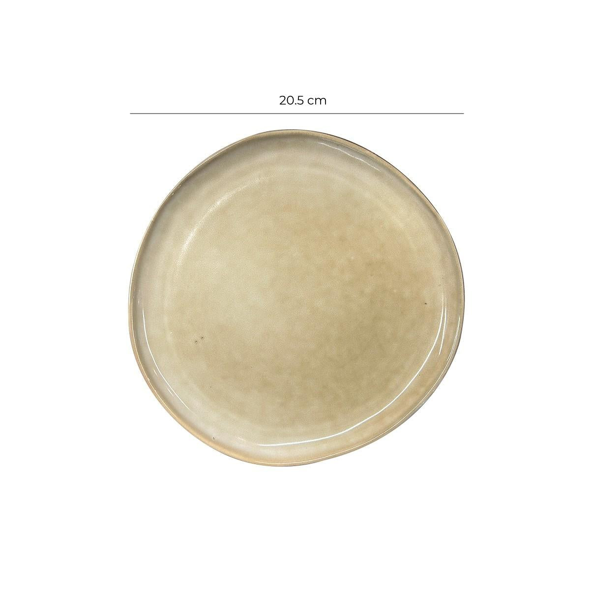 Set De 6 Plato Redondo Ceramica 20.5 Cm Arena Línea Rustica