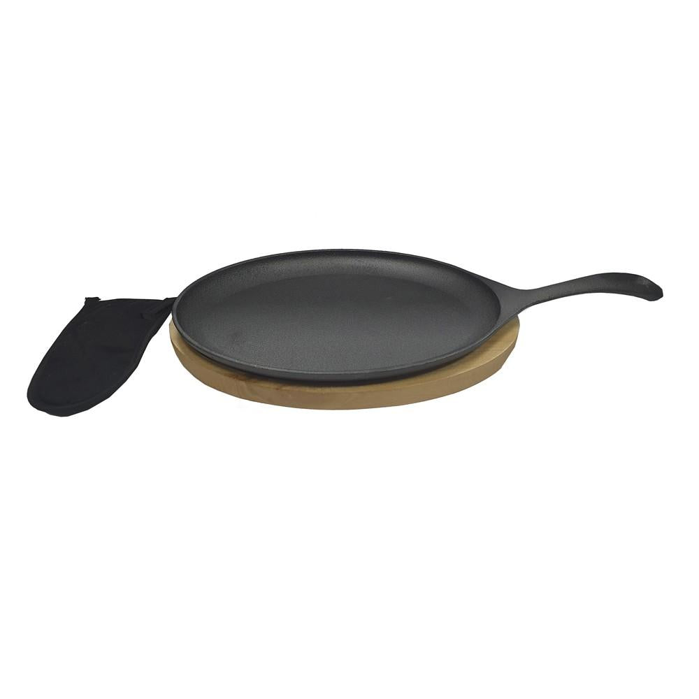 Sartén De Hierro Ovalado Con Base De Roble 38Cm