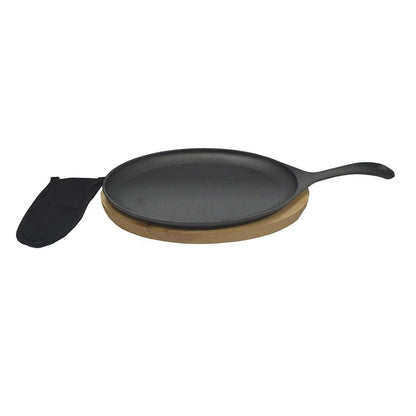 Sartén De Hierro Ovalado Con Base De Roble 38Cm