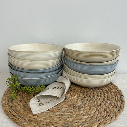 Set De 6 Bowl Redondo Cerámica Azul 17.5X5 Cm