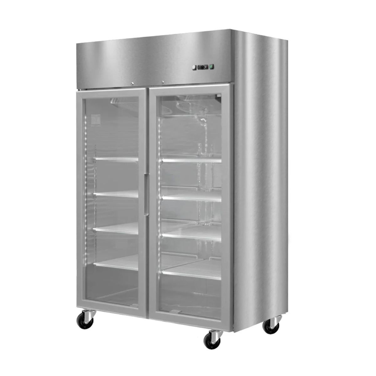 Congelador Acero Inoxidable. 2 Puertas Vidrio 1300 Litros Norkalt