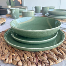 Set De 6 Plato Redondo Ceramica 26.5 Cm Verde Línea Rustica