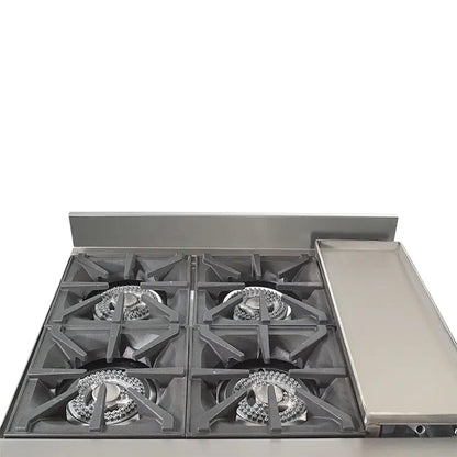Cocina Industrial de 4 Quemadores con Horno y Plancha Churrasquera GLP Volter