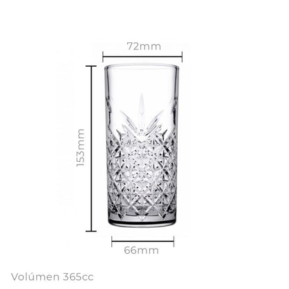 Set De 6 Vaso Alto Line Timeless 365 Cc