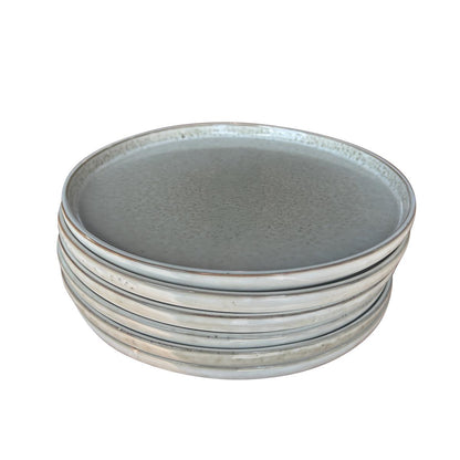 Set 6 Platos Redondo Ceramica 27 Cm Gris Linea Oslo