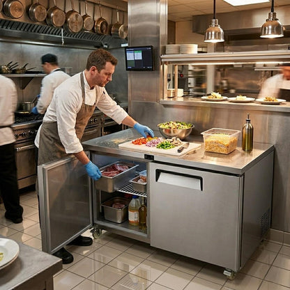 Mesón Refrigerado 2 Puertas LUC-500R 153 Cm Norkalt